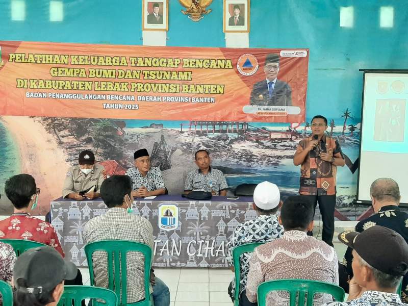 Kegiatan BPBD Prov. Banten Pelatihan Keluarga Tanggap Bencana Gempa Bumi dan Tsunami di  Kecamatan Cihara Kabupaten Lebak Kamis, (13/03/2025)